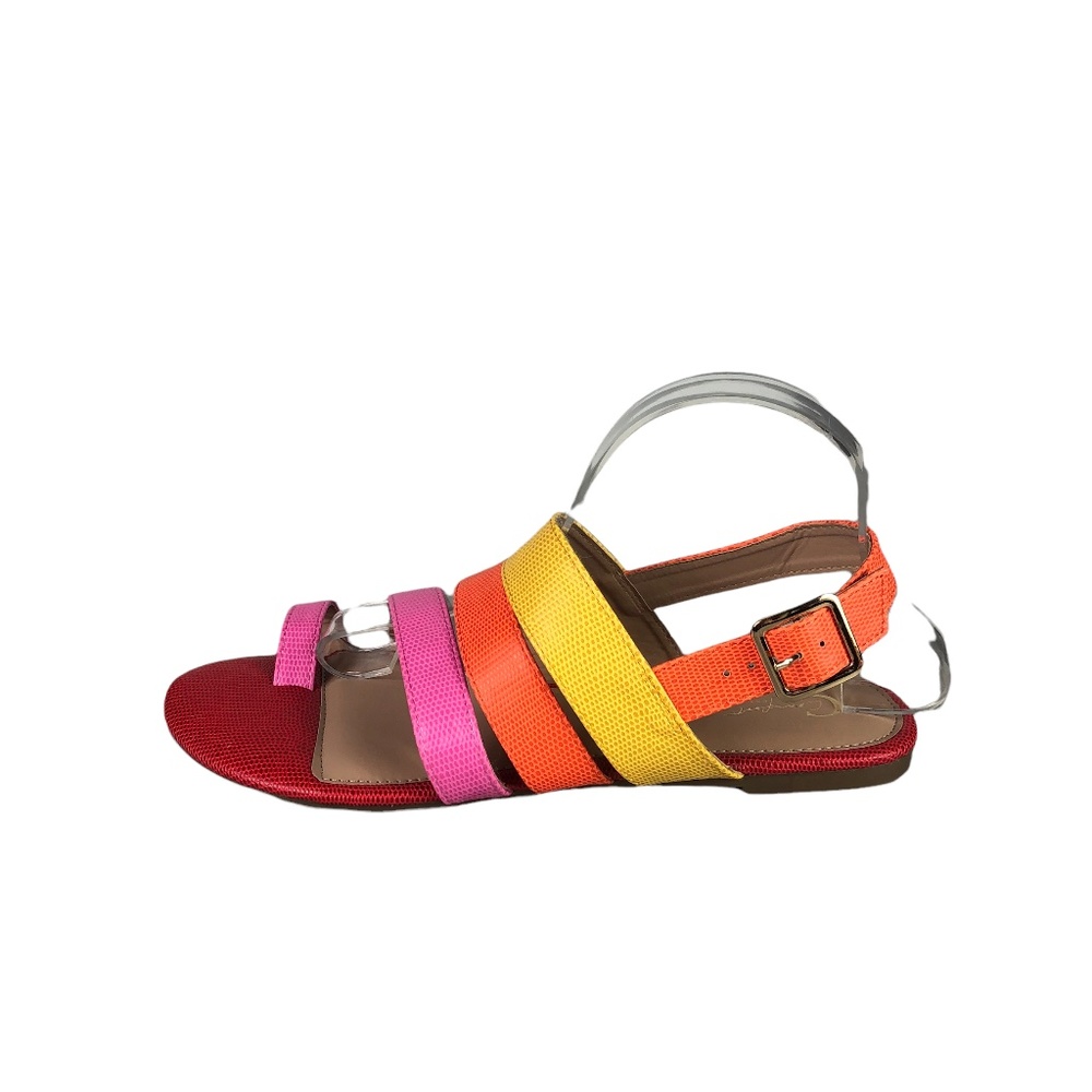 C EST 1946 Strappy Multi-Color Flat Toe Loop Sandals